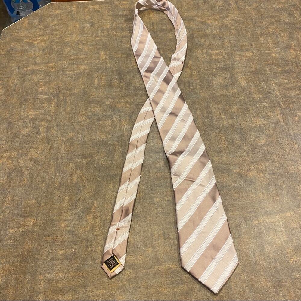 Donald Trump Signature Collection Tie 100% Silk Cream & Light Brown